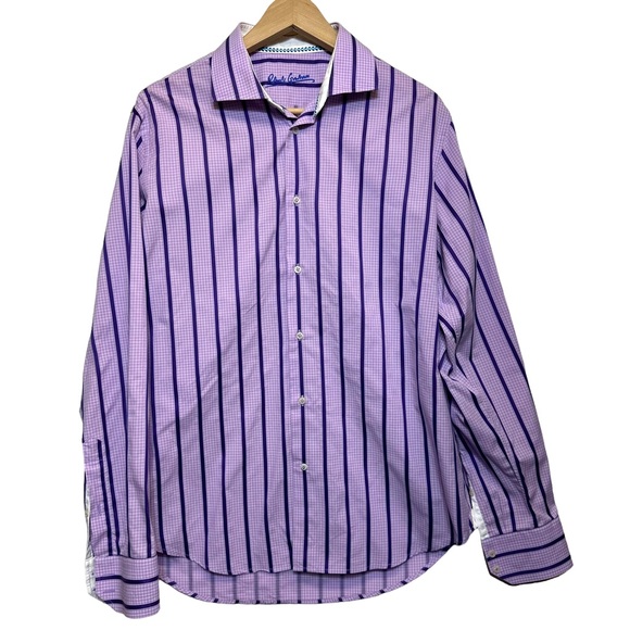 Robert Graham Other - Robert Graham Mens Sz L  Button Up Purple Striped Shirt Long Sleeves Collared